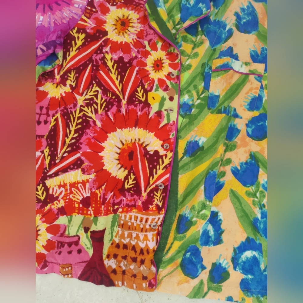 Anthropologie Roeqiya Fris Garden Bloom Pajama Top Colorful Large Petite NWOT - Picture 5 of 14